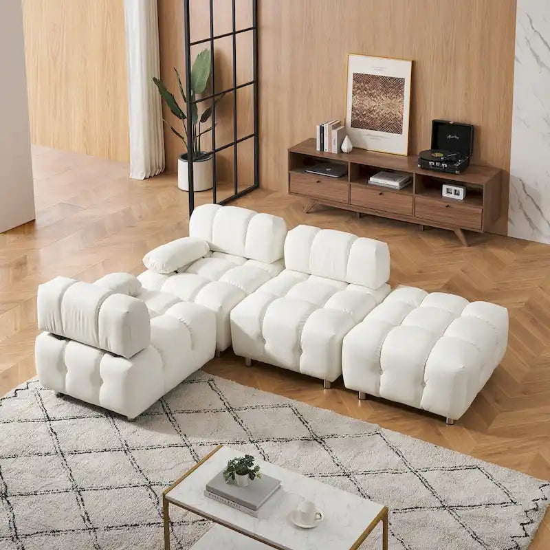 Divano a 3 Posti Pieghevole da 90.6" con Chaise Longue, Impermeabile, Antimacchia e Antigraffio per Gatti