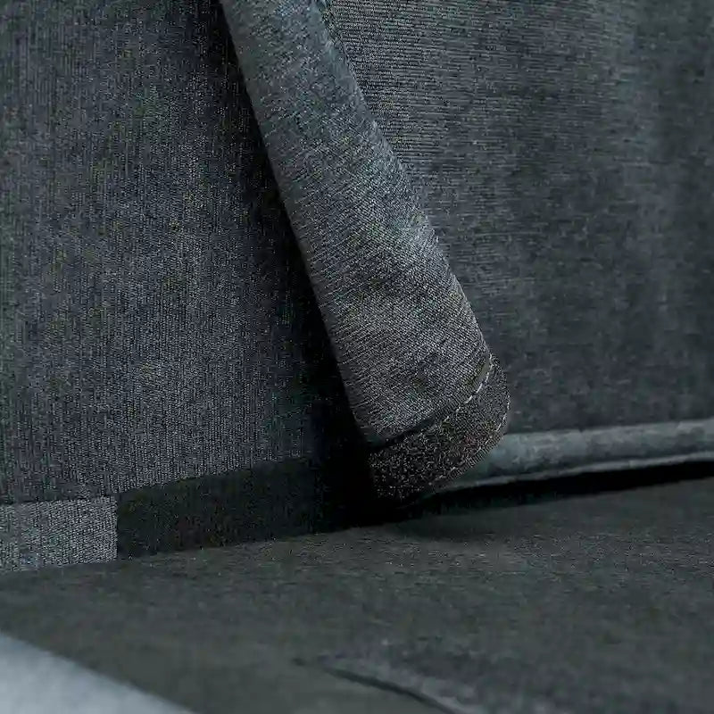 Divano sezionale a 4 posti grigio 107.87 con cuscini sfoderabili, pouf mobile e bracciolo portaoggetti
