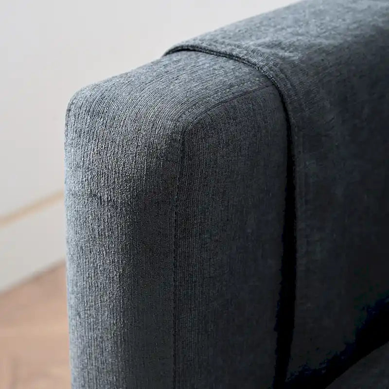 Divano sezionale a 4 posti grigio 107.87 con cuscini sfoderabili, pouf mobile e bracciolo portaoggetti