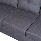 Divano componibile a 6 posti a L reversibile, 105.2, grigio, con pouf contenitore e portabicchieri, design salvaspazio in lino