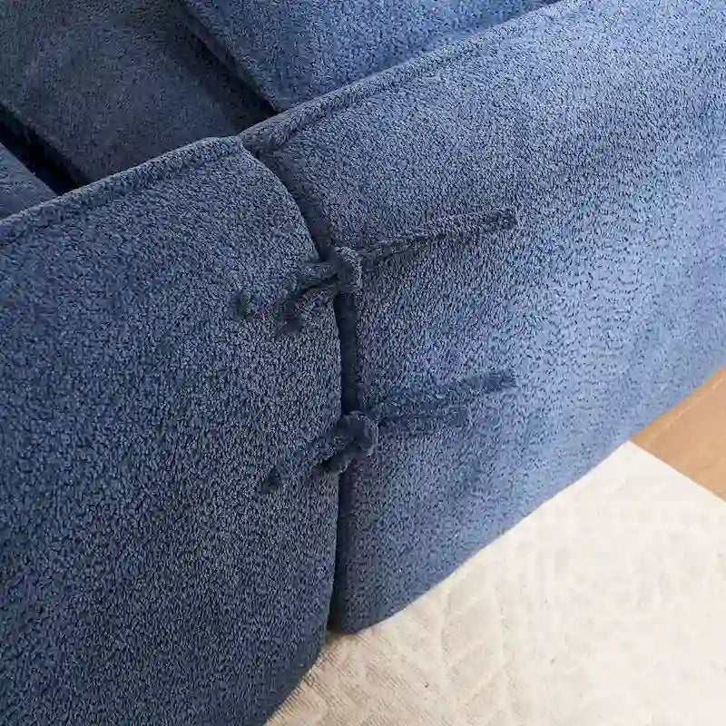 Canapé d'angle en L surdimensionné 3 places bleu 106,3 po avec méridienne, 4 coussins décoratifs et conception modulaire élégante