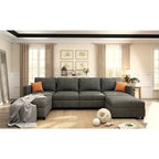 Divano sezionale modulare a U a 4 posti grigio 123 con pouf contenitori