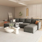 Divano sezionale modulare a U a 4 posti grigio 123 con pouf contenitori