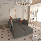 Divano sezionale modulare a U a 4 posti grigio 123 con pouf contenitori