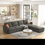 Divano sezionale modulare a U a 4 posti grigio 123 con pouf contenitori