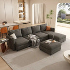 Divano sezionale modulare a U a 4 posti grigio 123 con pouf contenitori