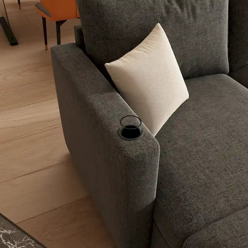 Divano sezionale modulare a U a 4 posti grigio 123 con pouf contenitori