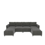 Divano sezionale modulare a U a 4 posti grigio 123 con pouf contenitori