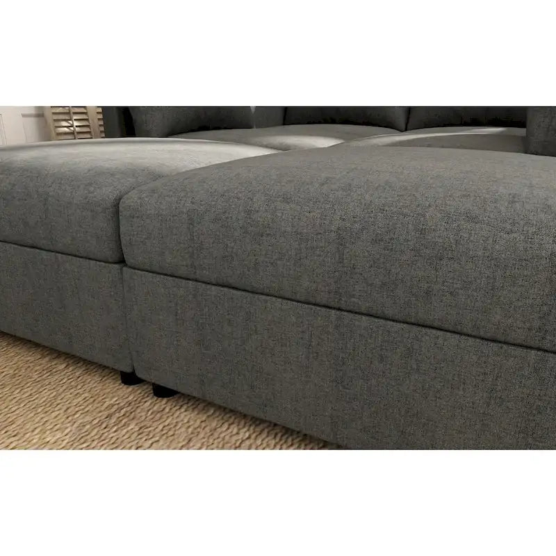 Divano sezionale modulare a U a 4 posti grigio 123 con pouf contenitori