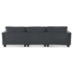 Divano angolare trasformabile a 4 posti grigio 100 con pouf rimovibile e cuscini abbinati, perfetto per il soggiorno