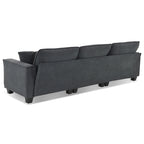 Divano angolare trasformabile a 4 posti grigio 100 con pouf rimovibile e cuscini abbinati, perfetto per il soggiorno