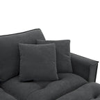 Divano angolare trasformabile a 4 posti grigio 100 con pouf rimovibile e cuscini abbinati, perfetto per il soggiorno