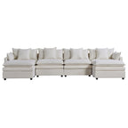 Divano sezionale a U a 6 posti bianco 142,52" con chaise longue convertibile e pouf, spazioso divano Cloud