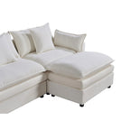 Divano sezionale a U a 6 posti bianco 142,52" con chaise longue convertibile e pouf, spazioso divano Cloud