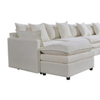Divano sezionale a U a 6 posti bianco 142,52" con chaise longue convertibile e pouf, spazioso divano Cloud