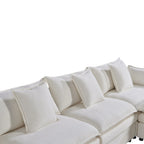 Divano sezionale a U a 6 posti bianco 142,52" con chaise longue convertibile e pouf, spazioso divano Cloud