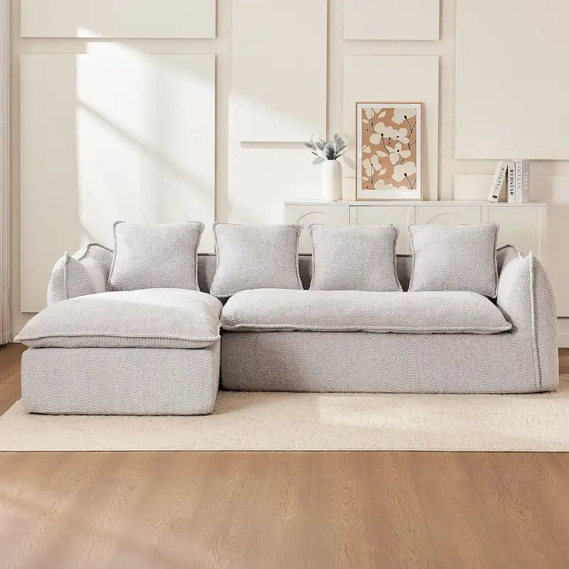 Divano a L oversize a 3 posti con chaise longue e 4 cuscini da 270 cm