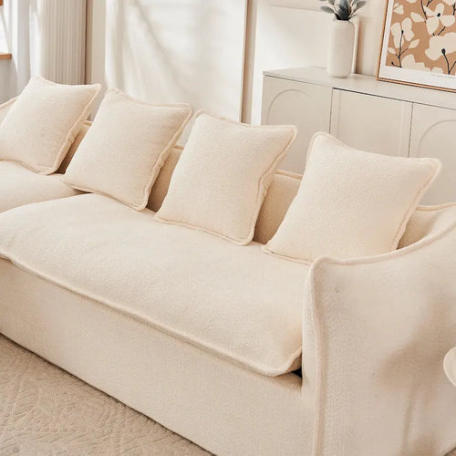 Divano a L oversize a 3 posti con chaise longue e 4 cuscini da 270 cm