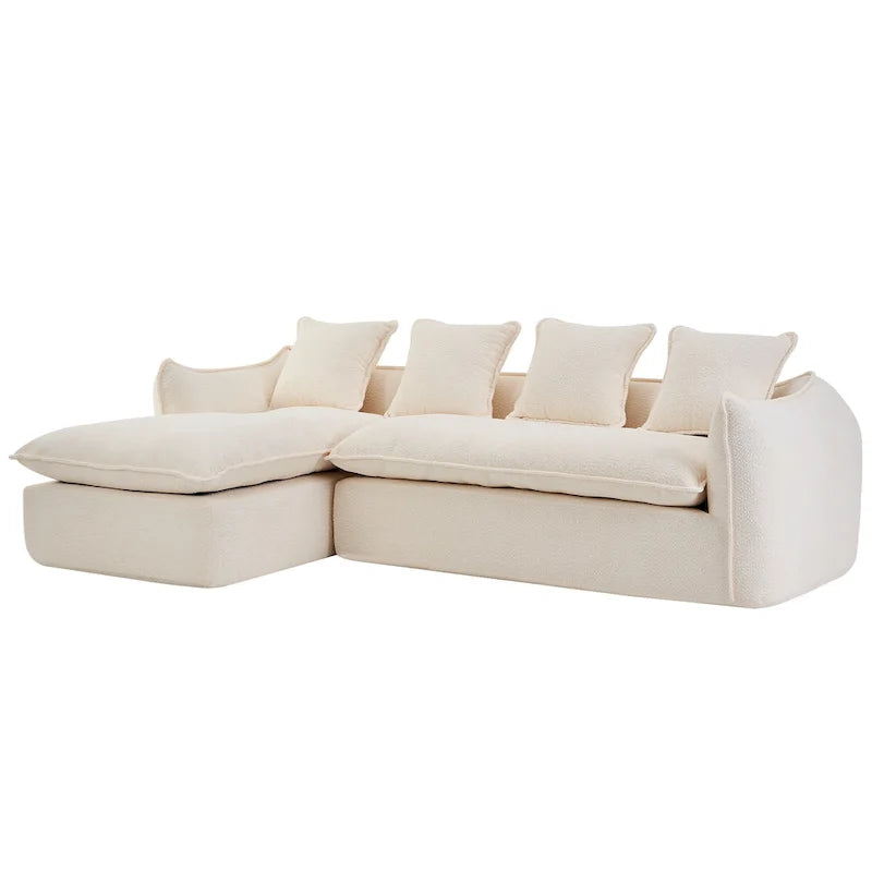 Divano a L oversize a 3 posti con chaise longue e 4 cuscini da 270 cm