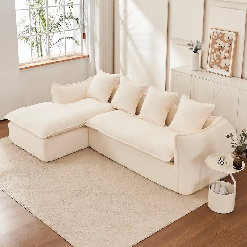 Divano a L oversize a 3 posti con chaise longue e 4 cuscini da 270 cm