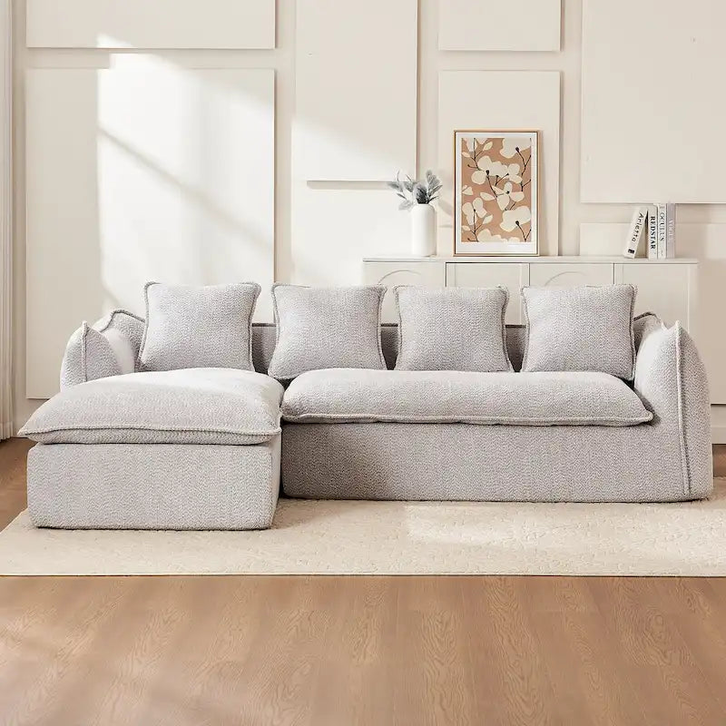 Divano a L oversize a 3 posti con chaise longue e 4 cuscini da 270 cm