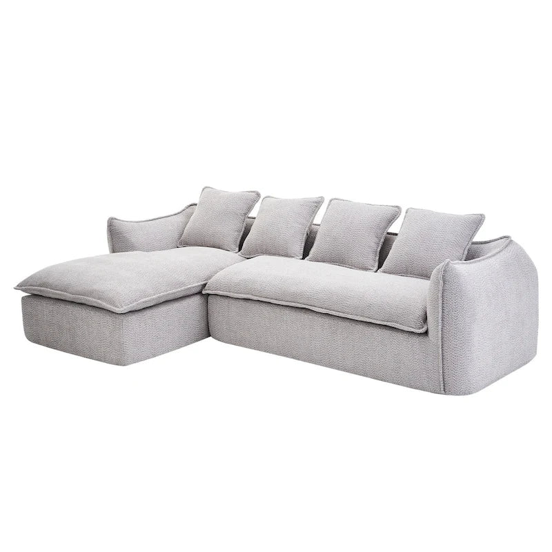 Divano a L oversize a 3 posti con chaise longue e 4 cuscini da 270 cm