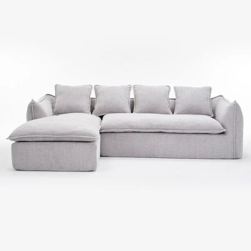 Divano a L oversize a 3 posti con chaise longue e 4 cuscini da 270 cm