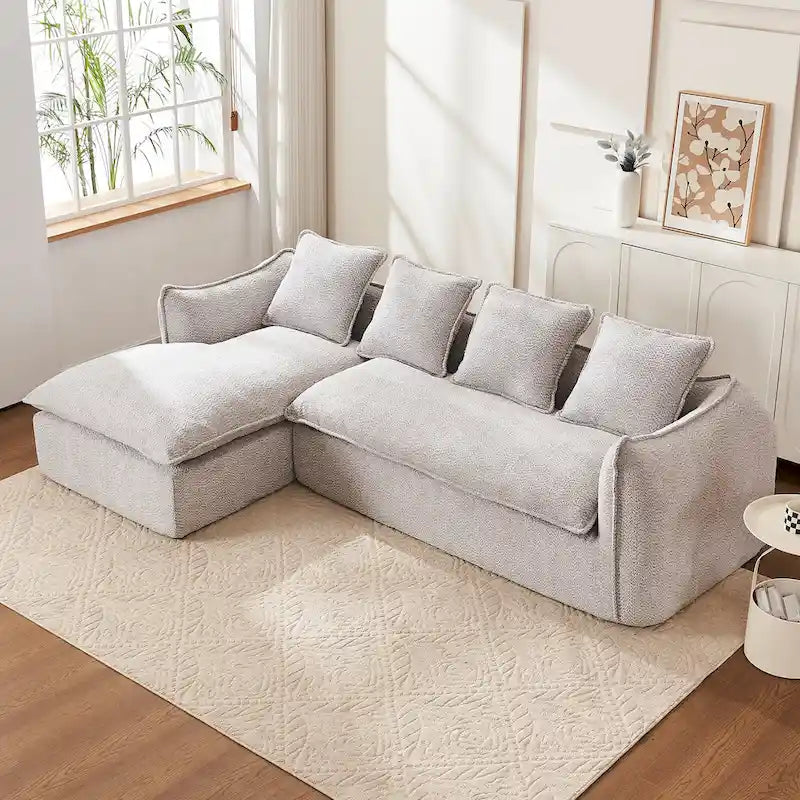 Divano a L oversize a 3 posti con chaise longue e 4 cuscini da 270 cm