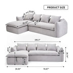 Divano a L oversize a 3 posti con chaise longue e 4 cuscini da 270 cm