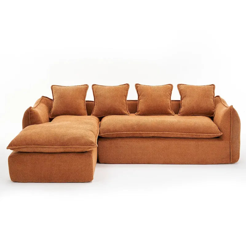 Divano a L oversize a 3 posti con chaise longue e 4 cuscini da 270 cm