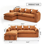 Divano a L oversize a 3 posti con chaise longue e 4 cuscini da 270 cm