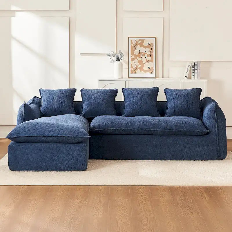 Divano a L oversize a 3 posti con chaise longue e 4 cuscini da 270 cm