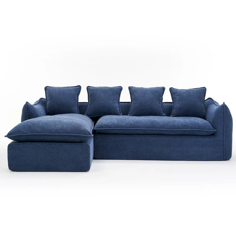 Divano a L oversize a 3 posti con chaise longue e 4 cuscini da 270 cm