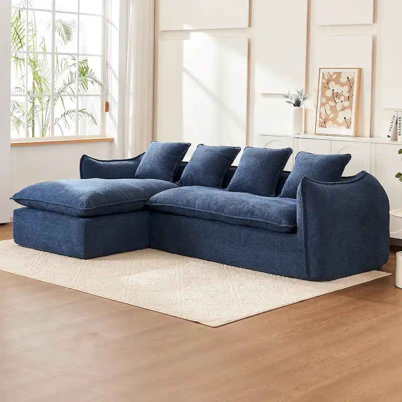 Divano a L oversize a 3 posti con chaise longue e 4 cuscini da 270 cm