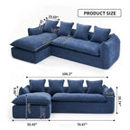 Divano a L oversize a 3 posti con chaise longue e 4 cuscini da 270 cm