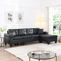Divano componibile a L contemporaneo nero 96.06 posti con chaise longue, portabicchieri e cuscini decorativi inclusi