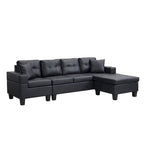 Divano componibile a L contemporaneo nero 96.06 posti con chaise longue, portabicchieri e cuscini decorativi inclusi