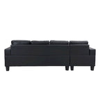 Divano componibile a L contemporaneo nero 96.06 posti con chaise longue, portabicchieri e cuscini decorativi inclusi