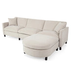 107.87 Canapé sectionnel 4 places avec coussin amovible et pouf mobile
