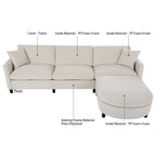 107.87 Canapé sectionnel 4 places avec coussin amovible et pouf mobile