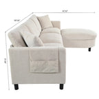 107.87 Canapé sectionnel 4 places avec coussin amovible et pouf mobile