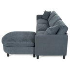 107.87 Canapé sectionnel 4 places avec coussin amovible et pouf mobile