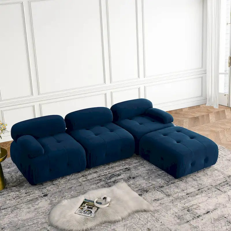 Canapé d'angle modulable 4 places Blue 93 avec pouf réversible