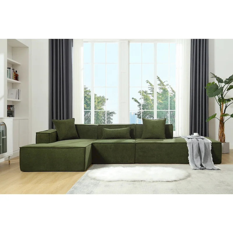 129.5 Divano componibile minimalista a L a 4 posti con chaise longue