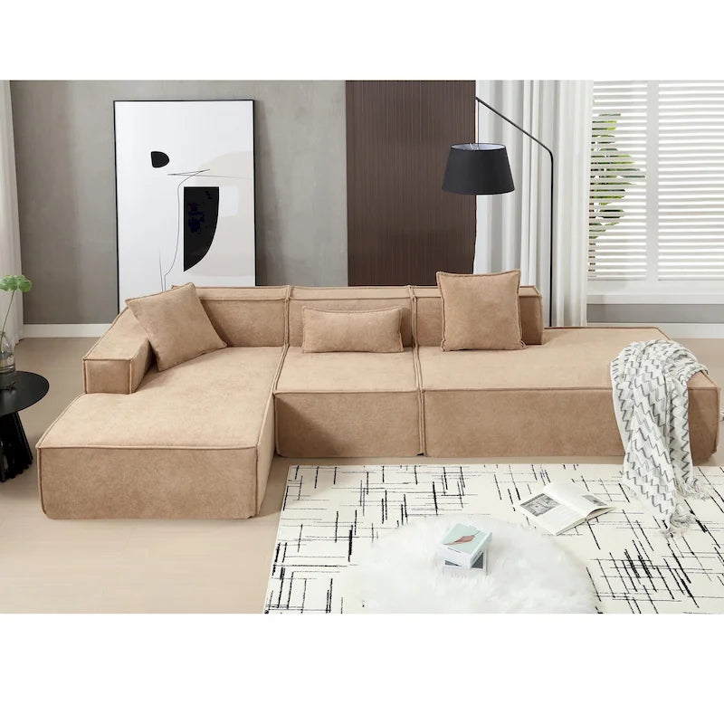 129.5 Divano componibile minimalista a L a 4 posti con chaise longue
