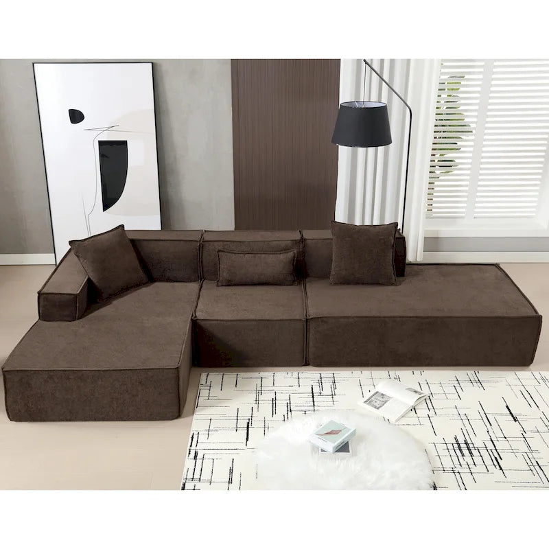 129.5 Divano componibile minimalista a L a 4 posti con chaise longue