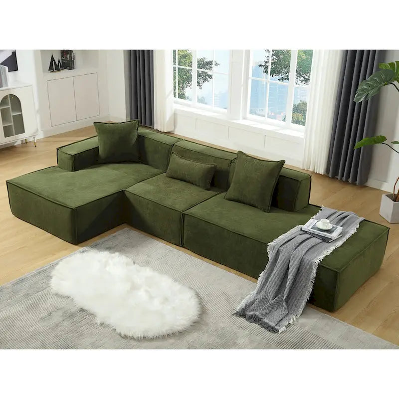 129.5 Divano componibile minimalista a L a 4 posti con chaise longue