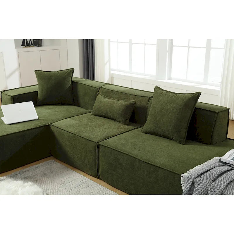 129.5 Divano componibile minimalista a L a 4 posti con chaise longue