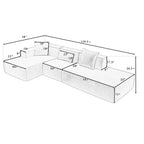 129.5 Divano componibile minimalista a L a 4 posti con chaise longue