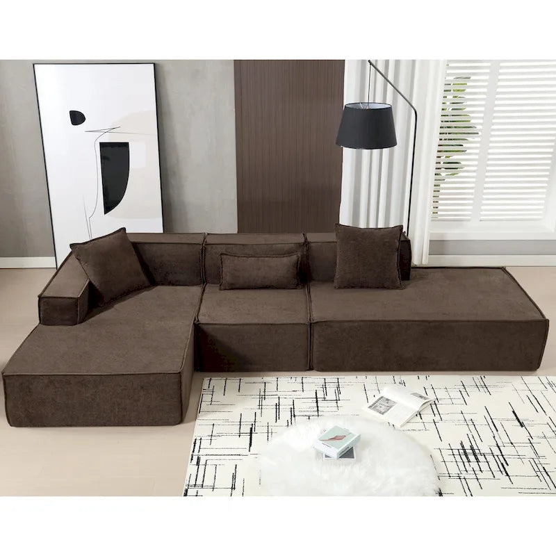 129.5 Divano componibile minimalista a L a 4 posti con chaise longue